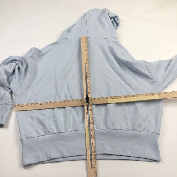 Fabletics Sweater Womens Medium Rayon Long Sleeve Pullover Hooded Hoodie Blue - Picture 4 of 8